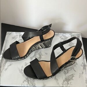 Cole Haan Black Leather Sandals with Ankle Strap